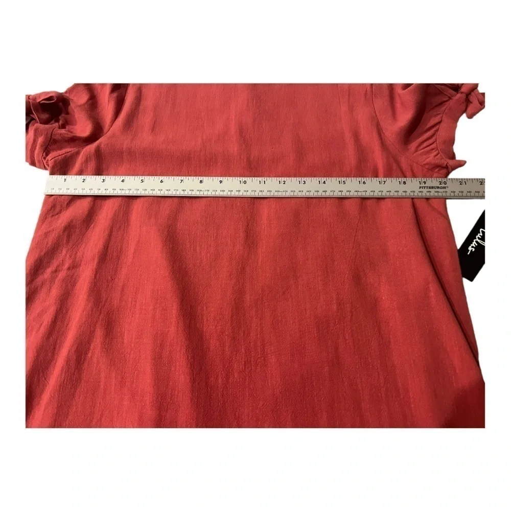 Lulus Orange Linen Rayon Button Back Dress Medium
